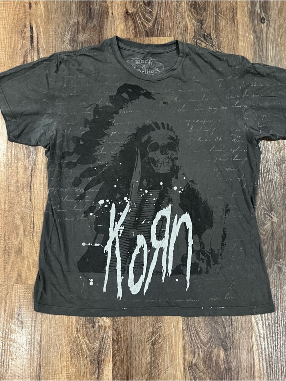 Korn T-shirt Rock & Rebellion Indian Skull Tee Shirt Two Sided Size XL Nu Metal